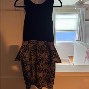 bebe Black and Cream Patterned Mini Dress